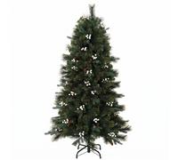 HOMCOM 5ft Artificial Christmas Tree, Fir Hinged Xmas Tree with 490 Branch Tips, Foldable Metal Stand, Easy Assembly, Green