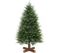 HOMCOM 5ft Artificial Christmas Tree, Hinged Xmas Tree with Realistic 513 PE & PVC Branch Tips, Fir Wood Base, Green
