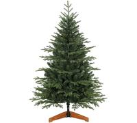 HOMCOM 5ft Artificial Christmas Tree Solid Pine Wood Stand, Green | Full Hinged Xmas Tree with 1524 PE & PVC Tips, for Home Office Holiday Decoration