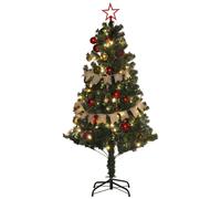 HOMCOM 5ft Artificial Christmas Tree With LED Lights And Red Decorations | TJ Hughes
