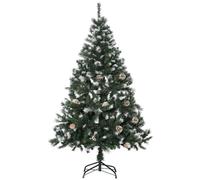 HOMCOM 5FT Artificial Christmas Tree with Pine Cones Automatic Open Green | Holiday Home Xmas Decoration
