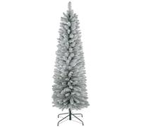 Homcom 5 Foot Artificial Pencil Christmas Tree With Snow Flocked Tips, White