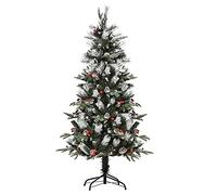 HOMCOM 5FT Artificial Snow Dipped Christmas Tree Xmas Pencil Tree Green