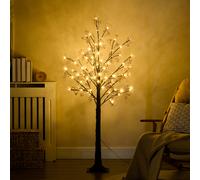 HOMCOM 5ft Artificial Gypsophila Blossom Tree Light with 96 Warm White LED Light, Baby Breath Flowers for Home Party Wedding, Indoor and Outdoor Use