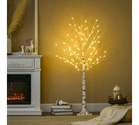 Homcom 5Ft Artificial White Birch Tree With 96 Light For Indoor Covered White One Size