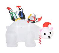 Inflatable Light Up Polar Bear and Penguins 150cm, White