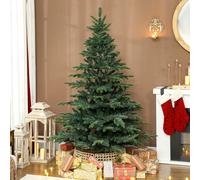 HOMCOM 5ft Christmas Tree, Hinged Xmas Tree with Realistic Branches - Green - 6ft