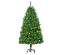HOMCOM 5FT Christmas Tree Warm White LED Light Holiday Decoration Green | for Home