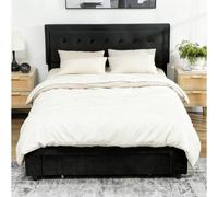 HOMCOM 5ft Double Bed Frame with Storage & Adjustable Headboard, Black | Size: King HOMCOM Black King