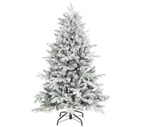 HOMCOM 5ft Flocked Christmas Tree with Hinged Realistic Tips, Wide Shape