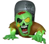 HOMCOM 5FT Halloween Inflatables Ghost and Tombstone, Blow Up Outdoor Halloween Decorations with Build-in LED Lights for Garden, Lawn, Party