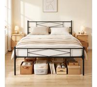 Homcom 5Ft King Bed Frame With Steel Slat Support, Noise-Free, Black