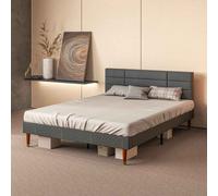 HOMCOM Upholstered Bed Frame w/ Wooden Slat No Box Spring Needed in Grey | Size: King HOMCOM Grey King
