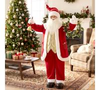 HOMCOM 5ft Life Size Singing Santa Claus 150 cm Standing Musical Animated | Golden Bell, Wreath, Posable Arms, Handcrafted, Sound Touch Activated, Moving Christmas Figure Decoration