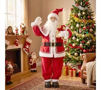 HOMCOM 5ft Life Size Singing Santa Claus, Animated Santa w/ Rotating Head