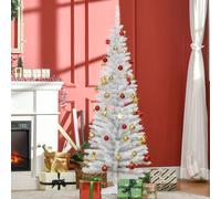 HOMCOM 5FT Pencil Artificial Christmas Tree with Solid Stand Tips White HOMCOM White