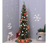 Homcom 5Ft Pencil Artificial Christmas Tree With Solid Stand Tips White In Green
