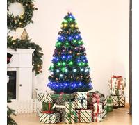 Homcom 5Ft Pre Lit Artificial Christmas Tree Lights Star Topper Metal Base In Green Green One Size