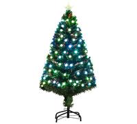 Homcom 5FT Pre-Lit Artificial Christmas Tree w/Fibre Optic Decorations LED Light Holiday Home Xmas Decoration Green