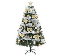 Homcom 5Ft Pre-Lit Christmas Tree With 150 Led Lights, 8 Modes, 450 Tips In Green Green