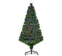 HOMCOM 5FT Green Fiber Optic Xmas Tree Pre-Lit Fibre Optic Artificial Christmas Tree Multi-Colour Aosom UK