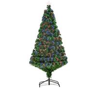 Homcom Pre-Lit Fibre Optic Christmas Tree Artificial Holiday Décor Metal In Green Green