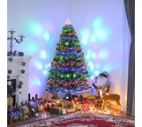 Homcom 5Ft Prelit Artificial Christmas Tree Fiber Optic Xmas Decoration, Green