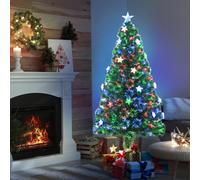 Christmas Time 5ft 150cm Fibre Optic Artificial Christmas Tree W/ Stars Lights-Green | TJ Hughes Green