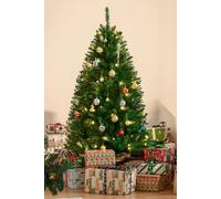 Homcom 5Ft Prelit Artificial Christmas Tree Warm Light Home Xmas Decoration In Green Green