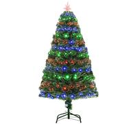 HOMCOM 5FT Prelit Artificial Christmas Tree Fiber Optic Xmas Decoration, Green