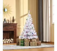 HOMCOM 5ft Snow Artificial Christmas Tree Metal Stand Decorations Home in White HOMCOM White 5ft