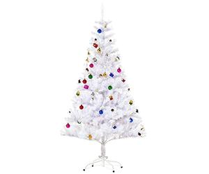 HOMCOM 5ft Snow Artificial Christmas Tree w/Metal Stand Decorations Home Seasonal Elegant Faux White