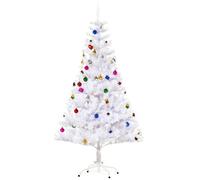 Bon Noel 5ft Snow Artificial Christmas Tree with Various Multi Coloured Ornaments, White