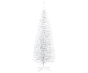 HOMCOM 5ft Unlit Artificial Christmas Tree Pencil Slim Xmas Tree White