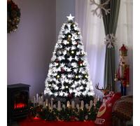 HOMCOM 5ft White Light Artificial Christmas Tree w/ 180 LEDs Star Topper Tri-Base Full Bodied Seasonal Decoration Pre-Lit Home