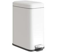 HOMCOM 5L Bathroom Bin Steel Body Compact Pedal Rubbish Bin White