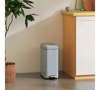 HOMCOM 5L Rectangular Compact Bin Steel Body Rubbish Trash Can Grey