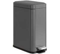 HOMCOM 5L Rectangle Compact Bin Steel Body Inner Bucket Quiet-Close Lid w/Pedal in Grey HOMCOM Grey