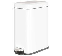 HOMCOM 5L Bathroom Bin Steel Body Compact Pedal Rubbish Bin White