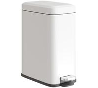HOMCOM 5L Rectangular Compact Bin Steel Body Removable Bucket Quiet-Close Lid w/Pedal Lid Rubbish Trash Can Home Office Bedroom Bathroom Living Room Garbage Tidy Clean White