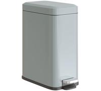 HOMCOM 5L Rectangular Compact Bin Steel Body Removable Bucket Quiet-Close Lid w/Pedal Lid Rubbish Trash Can Home Office Bedroom Bathroom Living Room Garbage Tidy Clean Grey