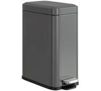 HOMCOM 5L Rectangular Compact Bin Steel Body Rubbish Trash Can Grey