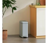 HOMCOM 5L Steel Waste Trash Can Pedal Rubbish Garbage Storage Bucket - Grey - 29.2cmx14cmx32cm