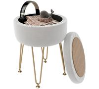 HOMCOM 5L Velvet Footstool with Removable Lid for Bedroom in Cream HOMCOM Cream