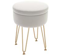 Homcom 5L Velvet Footstool With Removable Lid For Bedroom, Cream White, Cream
