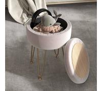 HOMCOM 5L Velvet Footstool with Metal Hairpin Legs for Hallway, Bedroom in Light Pink HOMCOM Light Pink