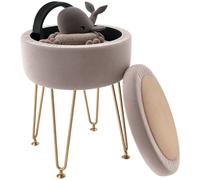 HOMCOM 5L Velvet Footstool with Removable Lid for Bedroom - Hot pink - Polyester - 33cm x 33cm x 43cm