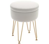 HOMCOM 5L Velvet Footstool with Removable Lid for Bedroom in Cream HOMCOM Cream
