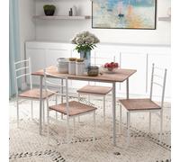 HOMCOM 5 Piece Dining Table and Chairs Set, Space Saving, Brown and White