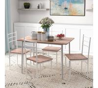 5 Piece Dining Table and Chairs Set, Space Saving Table and 4 Chairs HOMCOM White One Size